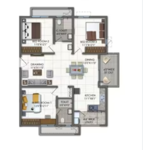 2BHK Floor Plan